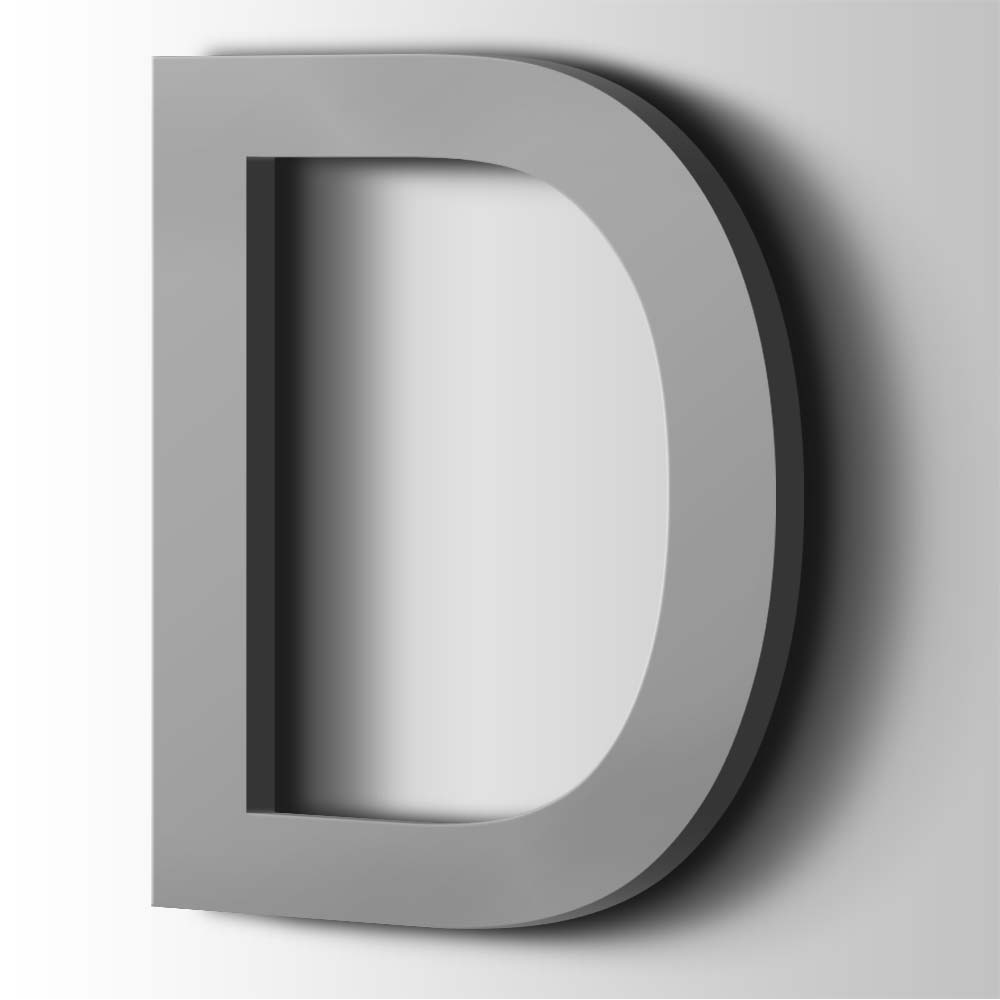 Kunststof Letter D Arial Acrylaat 7040 Window Grey - 1