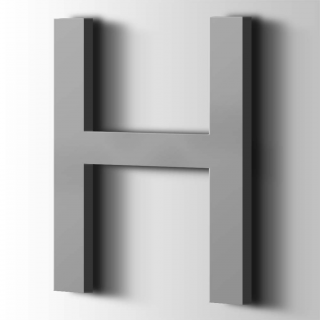 Kunststof Letter H Arial Acrylaat 7040 Window Grey - 1