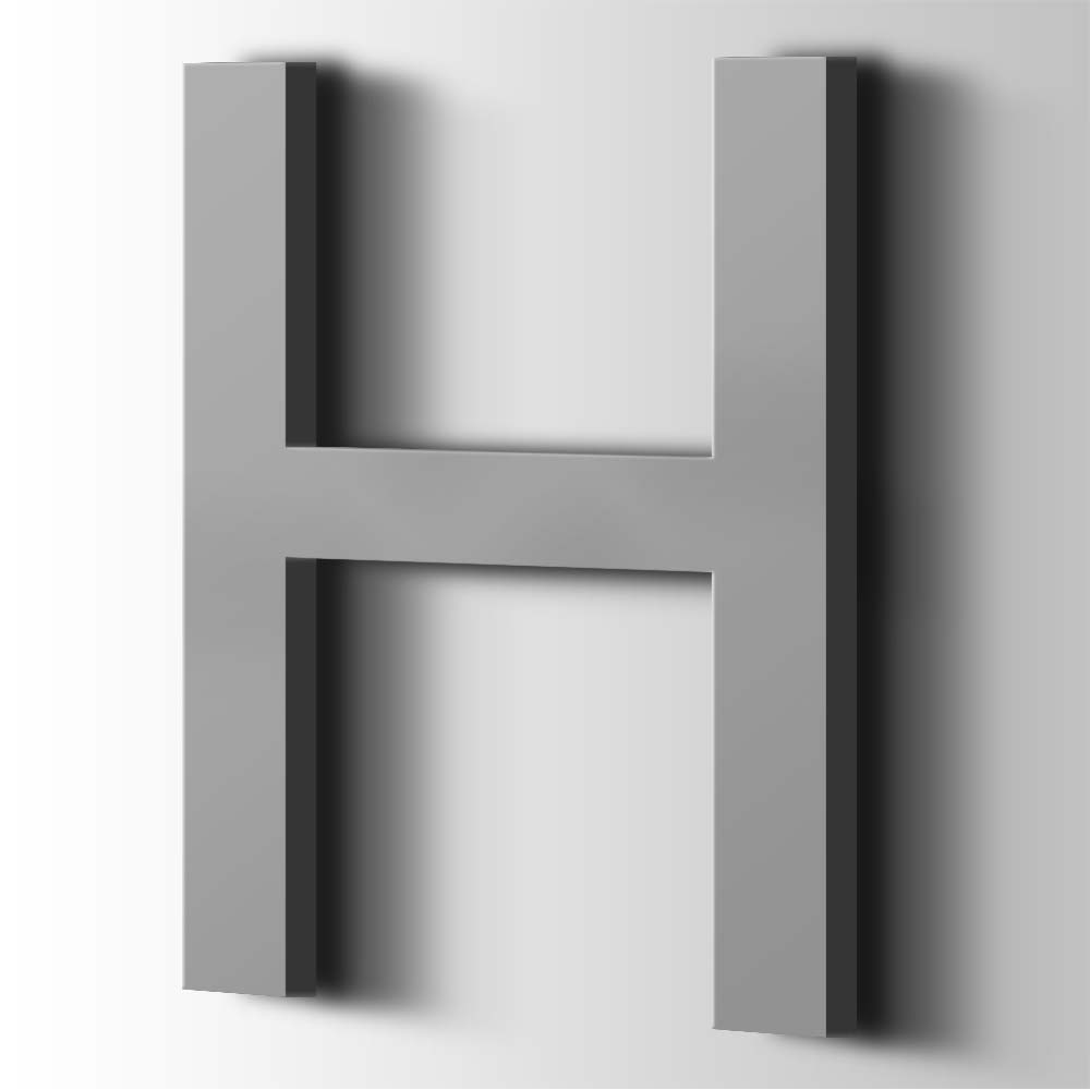 Kunststof Letter H Arial Acrylaat 7040 Window Grey - 1