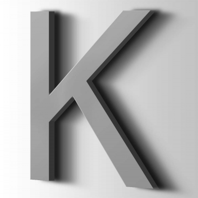 Kunststof Letter K Arial Acrylaat 7040 Window Grey - 1