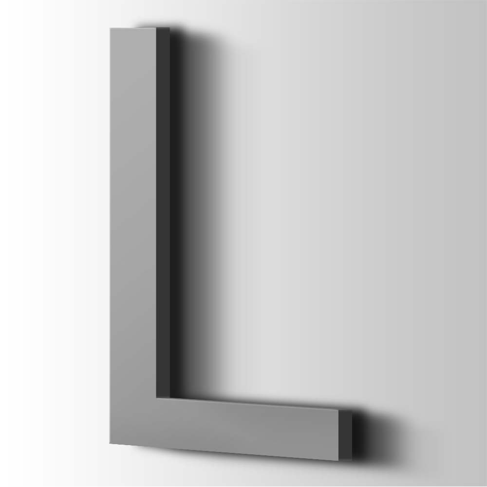 Kunststoff-Buchstabe L Arial Acryl 7040 Fenstergrau – 1