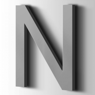 Kunststof Letter N Arial Acrylaat 7040 Window Grey - 1