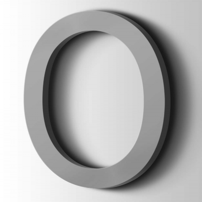 Kunststof Letter O Arial Acrylaat 7040 Window Grey - 1
