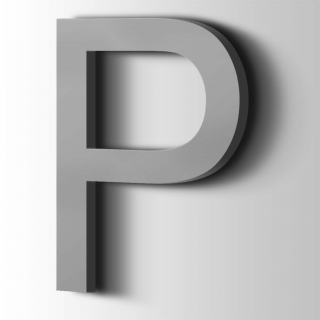 Kunststof Letter P Arial Acrylaat 7040 Window Grey - 1