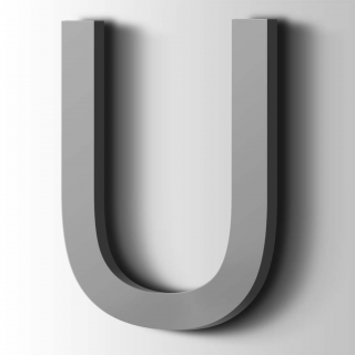 Kunststof Letter U Arial Acrylaat 7040 Window Grey - 1