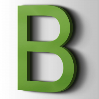 Kunststof Letter B Arial Acrylaat 6018 Yellow Green - 1