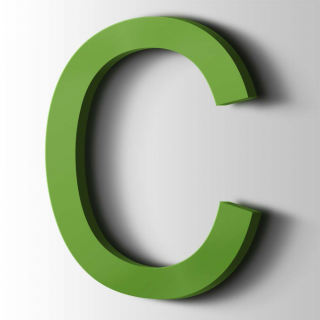 Kunststof Letter C Arial Acrylaat 6018 Yellow Green - 1