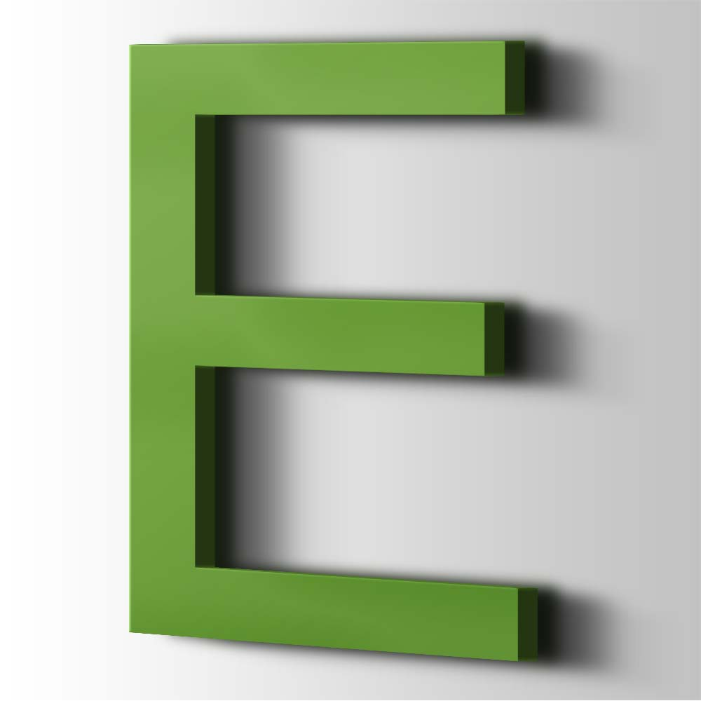 Kunststof Letter E Arial Acrylaat 6018 Yellow Green - 1