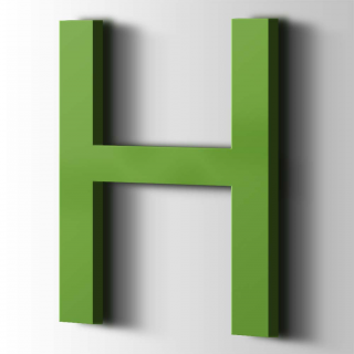 Kunststof Letter H Arial Acrylaat 6018 Yellow Green - 1