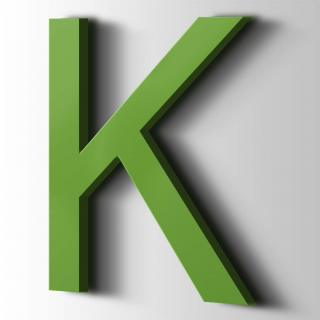 Kunststof Letter K Arial Acrylaat 6018 Yellow Green - 1