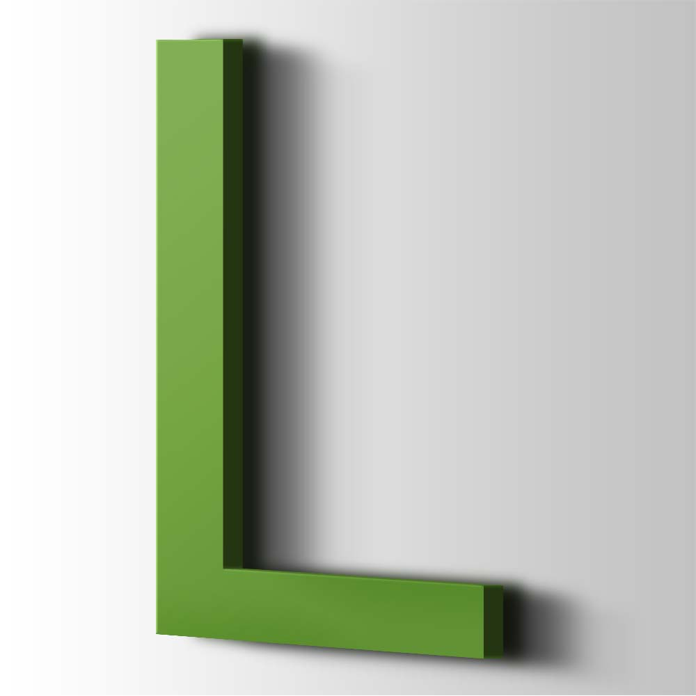 Kunststof Letter L Arial Acrylaat 6018 Yellow Green - 1