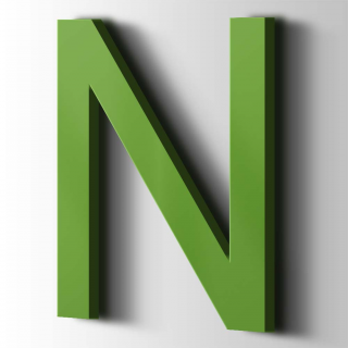 Kunststof Letter N Arial Acrylaat 6018 Yellow Green - 1