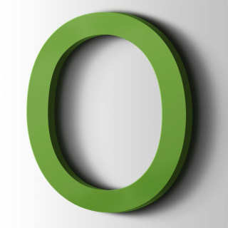 Kunststof Letter O Arial Acrylaat 6018 Yellow Green - 1