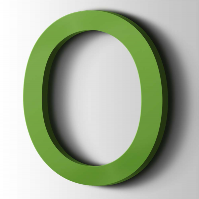 Kunststof Letter O Arial Acrylaat 6018 Yellow Green - 1 Kunststof Letter O Arial Acrylaat 6018 Yellow Green - 1