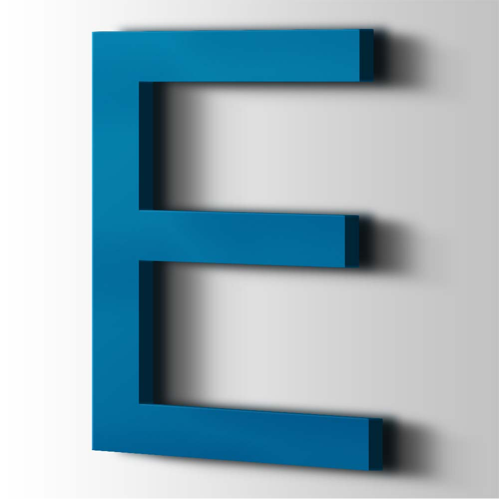 Kunststof Letter E Arial Acrylaat 5015 Sky Blue - 1