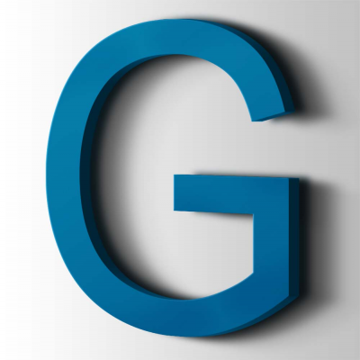 Kunststof Letter G Arial Acrylaat 5015 Sky Blue - 1 Kunststof Letter G Arial Acrylaat 5015 Sky Blue - 1
