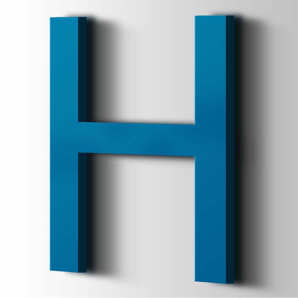 Kunststof Letter H Arial Acrylaat 5015 Sky Blue - 1