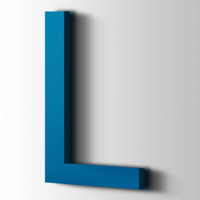 Kunststof Letter L Arial Acrylaat 5015 Sky Blue - 1