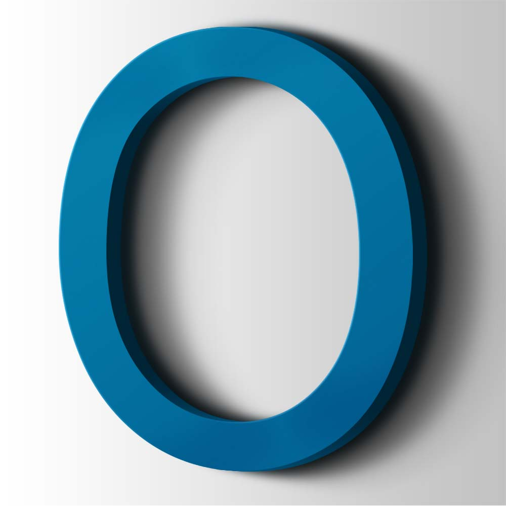 Kunststof Letter O Arial Acrylaat 5015 Sky Blue - 1