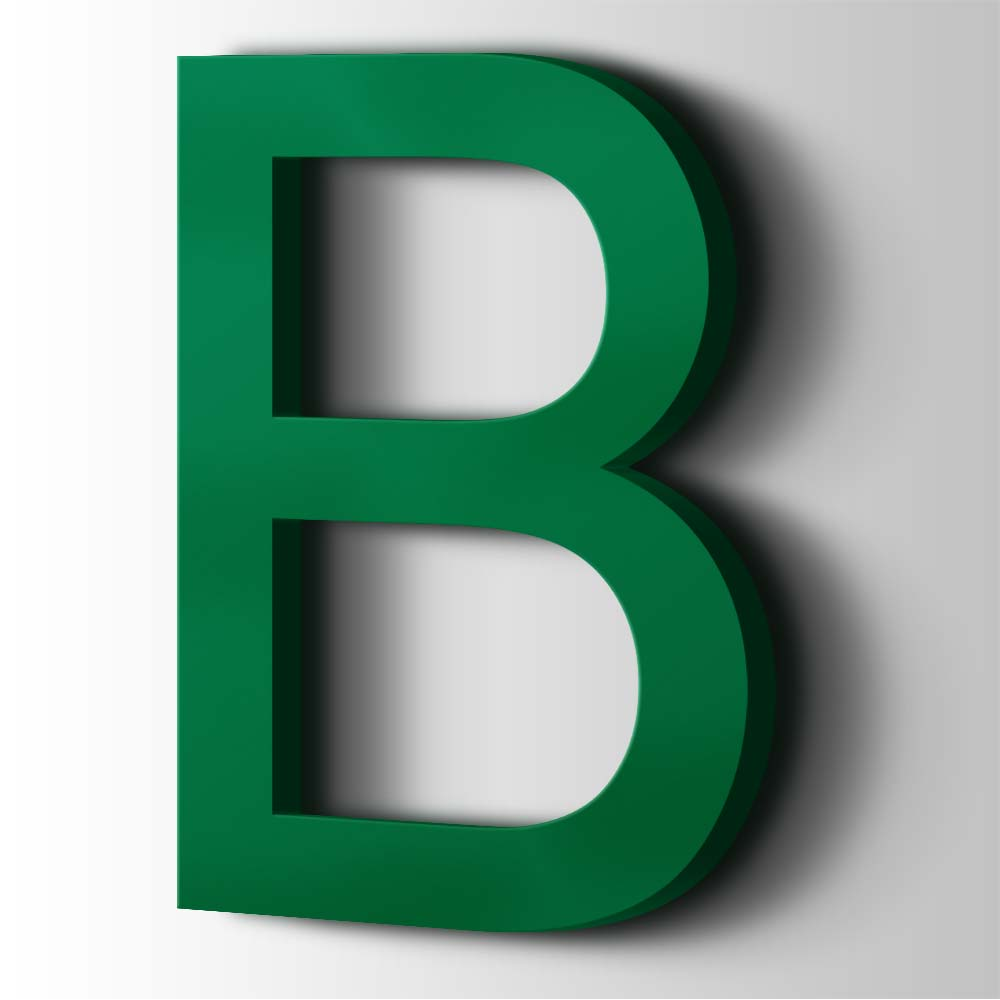 Kunststof Letter B Arial Acrylaat 6029 Mint Green - 1