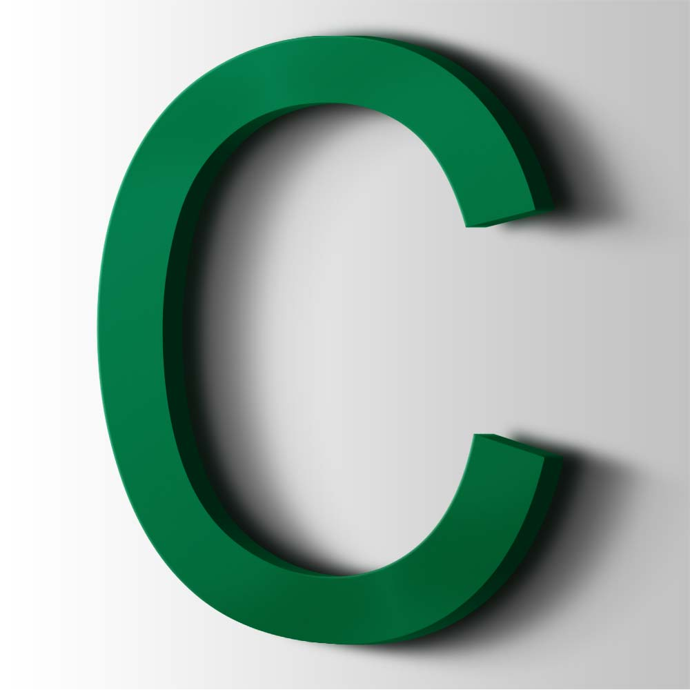 Kunststof Letter C Arial Acrylaat 6029 Mint Green - 1