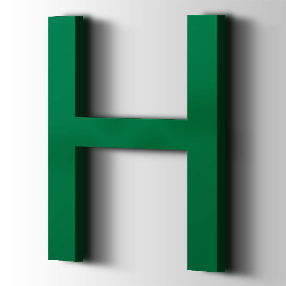 Kunststof Letter H Arial Acrylaat 6029 Mint Green - 1