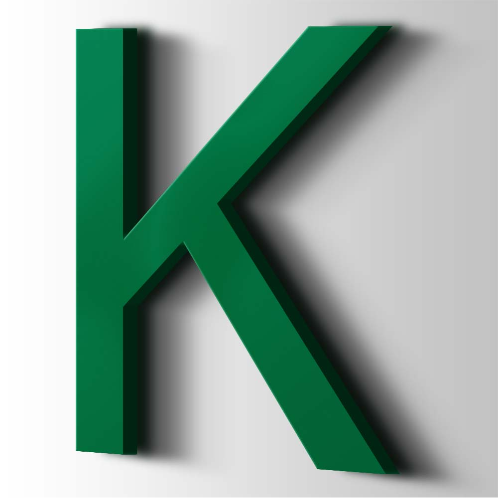 Kunststof Letter K Arial Acrylaat 6029 Mint Green - 1