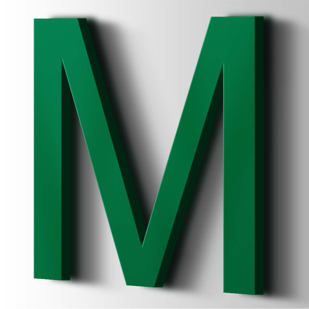 Kunststof Letter M Arial Acrylaat 6029 Mint Green - 1