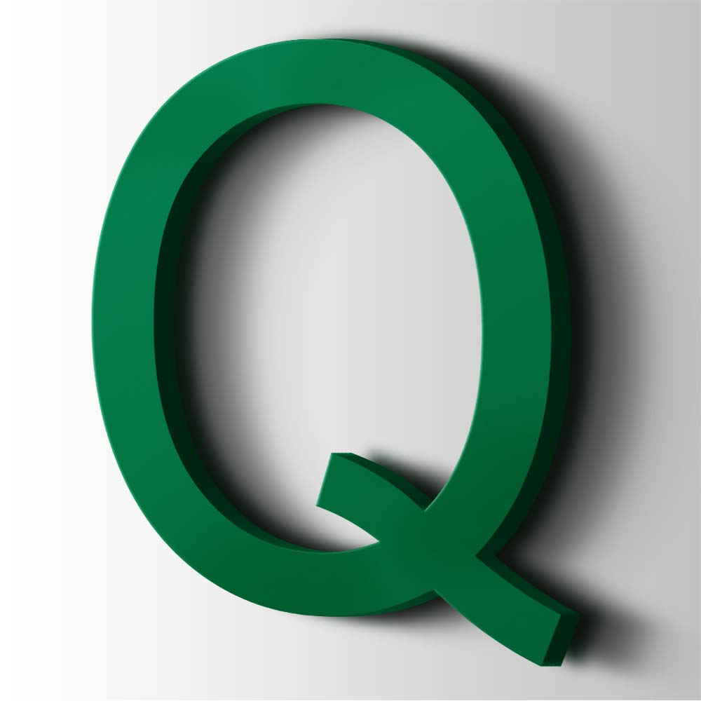 Kunststof Letter Q Arial Acrylaat 6029 Mint Green - 1