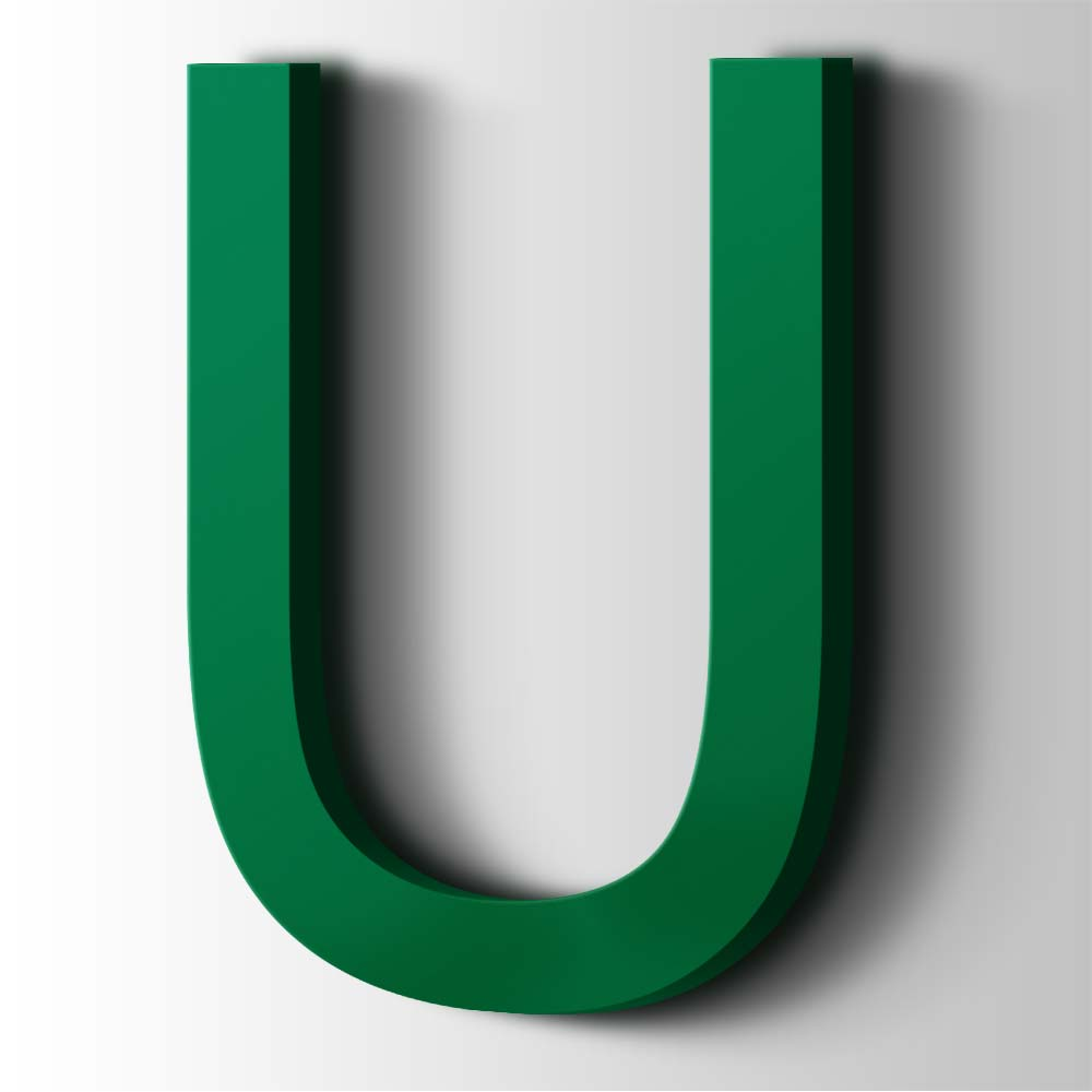 Kunststof Letter U Arial Acrylaat 6029 Mint Green - 1