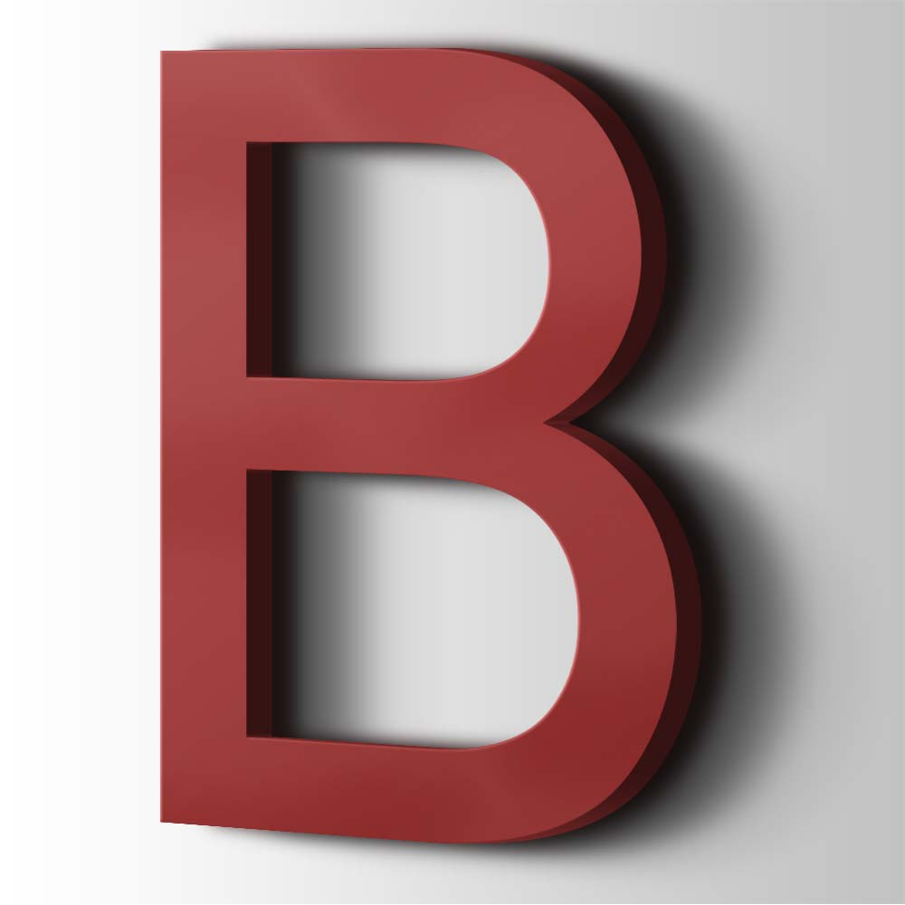 Kunststof Letter B Arial Acrylaat 3001 Signal Red - 1