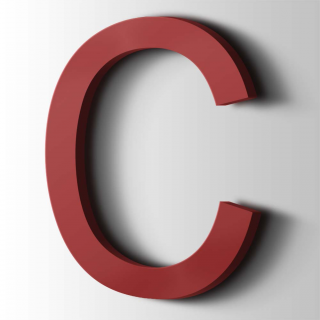 Kunststof Letter C Arial Acrylaat 3001 Signal Red - 1