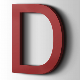 Kunststof Letter D Arial Acrylaat 3001 Signal Red - 1