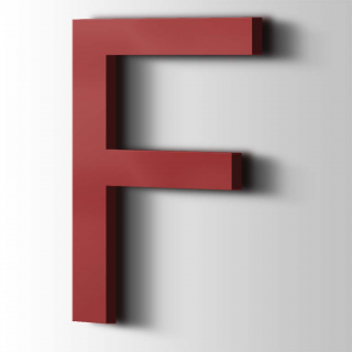 Kunststof Letter F Arial Acrylaat 3001 Signal Red - 1