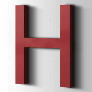 Kunststof Letter H Arial Acrylaat 3001 Signal Red - 1