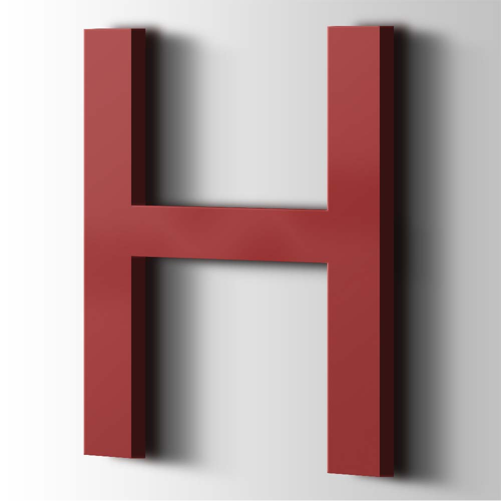 Kunststof Letter H Arial Acrylaat 3001 Signal Red - 1