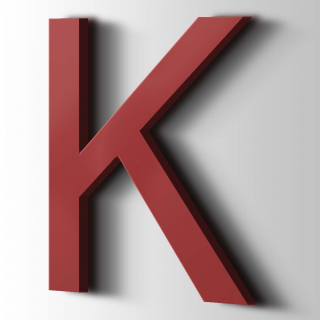 Kunststof Letter K Arial Acrylaat 3001 Signal Red - 1