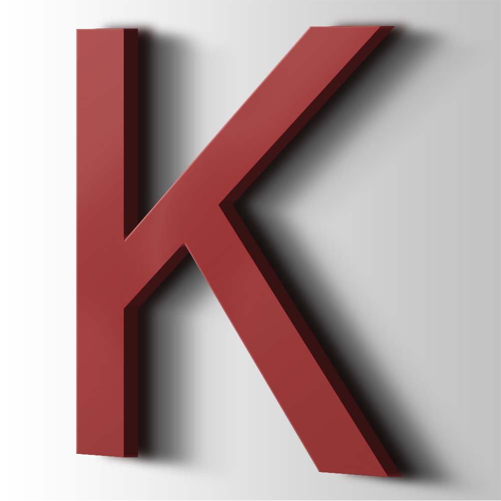 Kunststof Letter K Arial Acrylaat 3001 Signal Red - 1