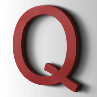 Kunststof Letter Q Arial Acrylaat 3001 Signal Red - 1