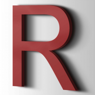 Kunststof Letter R Arial Acrylaat 3001 Signal Red - 1