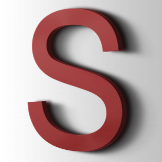 Kunststof Letter S Arial Acrylaat 3001 Signal Red - 1