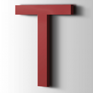 Kunststof Letter T Arial Acrylaat 3001 Signal Red - 1