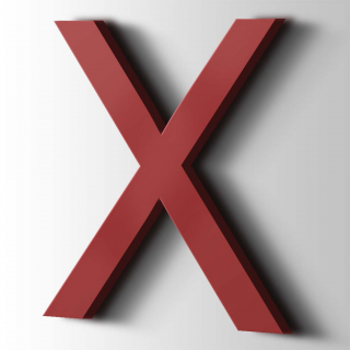 Kunststof Letter X Arial Acrylaat 3001 Signal Red - 1