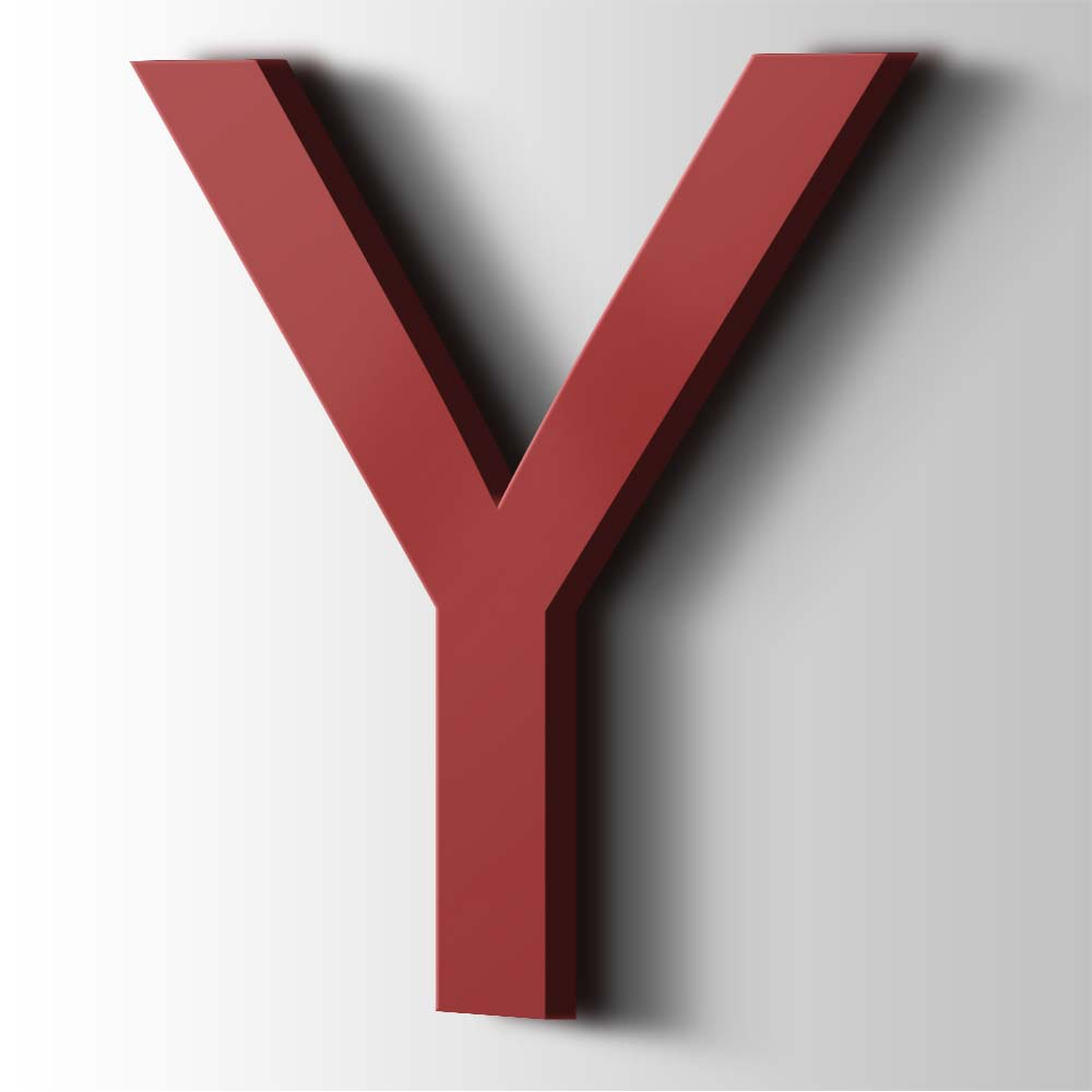 Kunststof Letter Y Arial Acrylaat 3001 Signal Red - 1