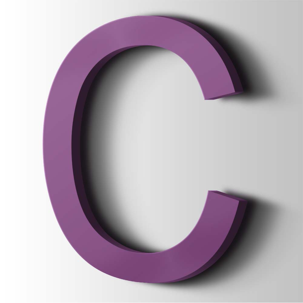 Kunststof Letter C Arial Acrylaat 4008 Signal Violet - 1