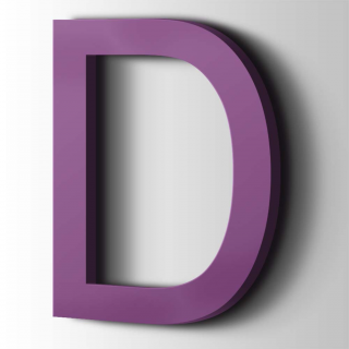 Kunststof Letter D Arial Acrylaat 4008 Signal Violet - 1