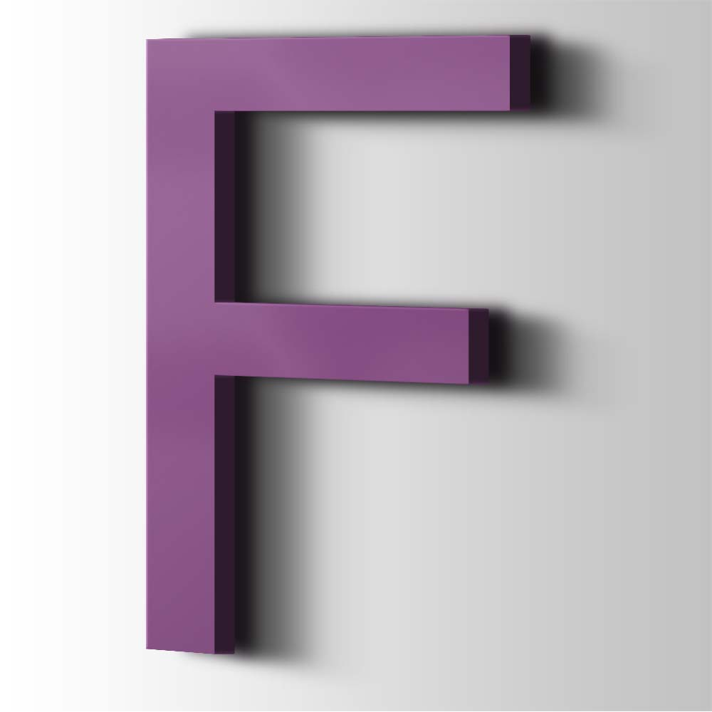 Kunststof Letter F Arial Acrylaat 4008 Signal Violet - 1