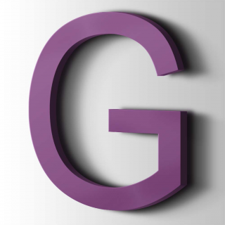 Kunststof Letter G Arial Acrylaat 4008 Signal Violet - 1