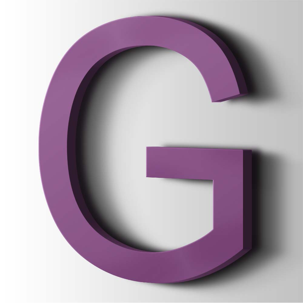 Kunststof Letter G Arial Acrylaat 4008 Signal Violet - 1