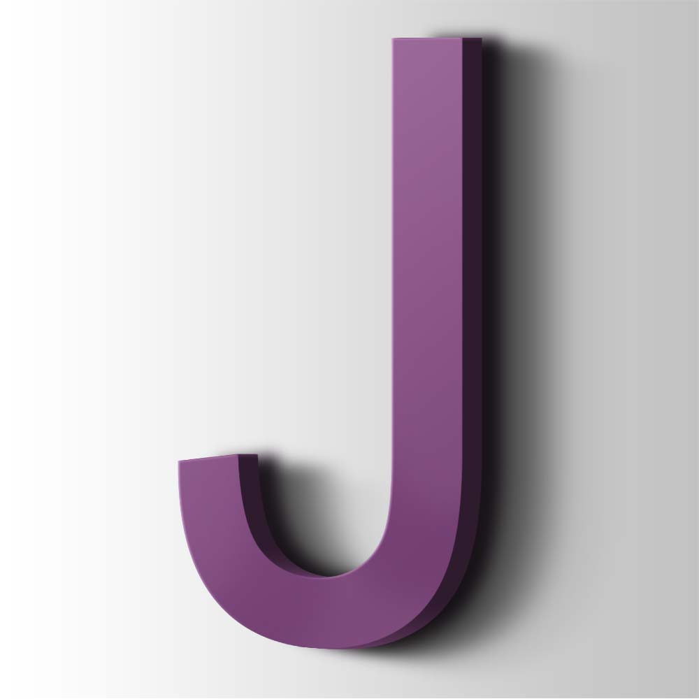 Kunststof Letter J Arial Acrylaat 4008 Signal Violet - 1